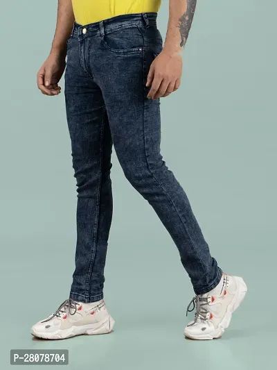 Stylish Grey Denim Solid Mid-Rise Jeans For Men