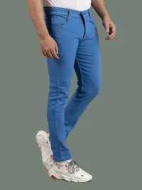 Stylish Blue Denim Solid Mid-Rise Jeans For Men-thumb2