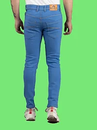 Stylish Blue Denim Solid Mid-Rise Jeans For Men-thumb1