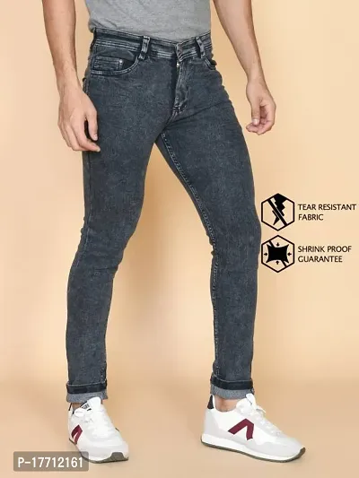 Comfortable Grey Denim Mid-Rise Jeans For Men