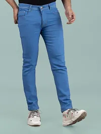 Stylish Blue Denim Solid Mid-Rise Jeans For Men-thumb3