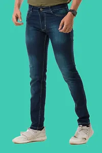 Stylish Blue Denim Faded Mid-Rise Jeans For Men-thumb2