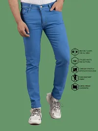 Stylish Blue Denim Solid Mid-Rise Jeans For Men-thumb2