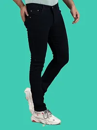 Stylish Black Denim Solid Mid-Rise Jeans For Men-thumb1