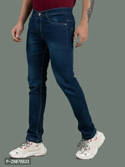 Stylish Green Denim Solid Mid-Rise Jeans For Men