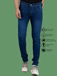 Stylish Blue Denim Faded Mid-Rise Jeans For Men-thumb3