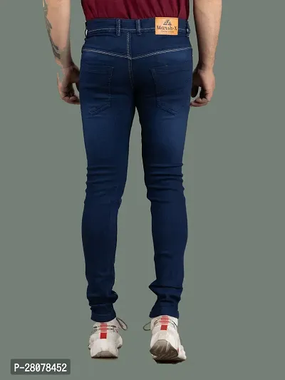 Stylish Blue Denim Solid Mid-Rise Jeans For Men-thumb2