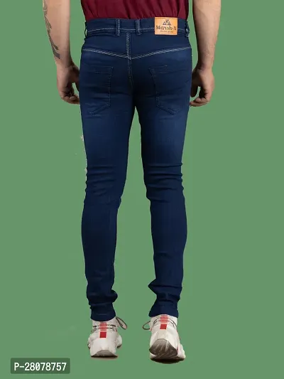 Stylish Blue Denim Solid Mid-Rise Jeans For Men-thumb2