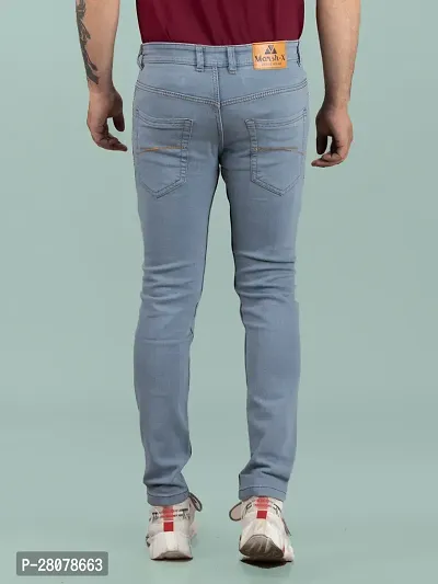 Stylish Grey Denim Solid Mid-Rise Jeans For Men-thumb2