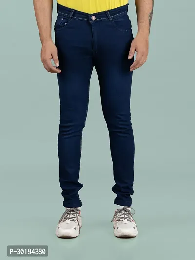 Stylish Blue Denim Faded Mid-Rise Jeans For Men-thumb5