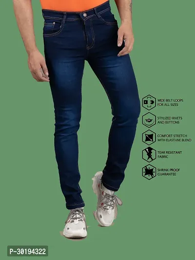 Stylish Blue Denim Faded Mid-Rise Jeans For Men-thumb4