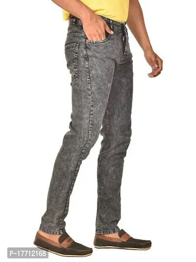 Comfortable Grey Denim Mid-Rise Jeans For Men