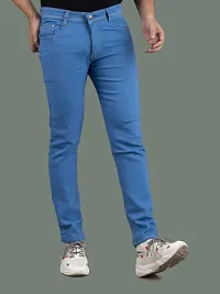 Stylish Blue Denim Solid Mid-Rise Jeans For Men-thumb2