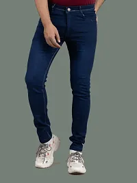 Stylish Blue Denim Solid Mid-Rise Jeans For Men-thumb3