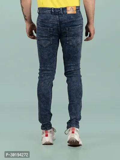 Stylish Blue Denim Solid Mid-Rise Jeans For Men-thumb2