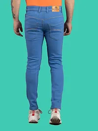 Stylish Blue Denim Solid Mid-Rise Jeans For Men-thumb1