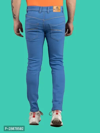 Stylish Blue Denim Solid Mid-Rise Jeans For Men-thumb2