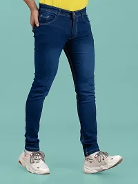 Stylish Blue Denim Solid Mid-Rise Jeans For Men-thumb2