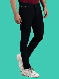 Stylish Black Denim Solid Mid-Rise Jeans For Men-thumb2