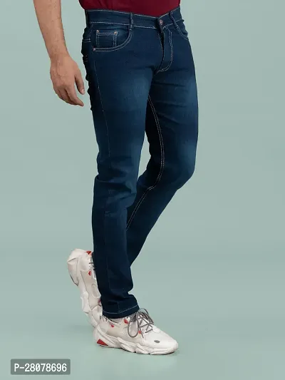 Stylish Green Denim Solid Mid-Rise Jeans For Men-thumb3