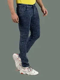 Stylish Blue Denim Faded Mid-Rise Jeans For Men-thumb1