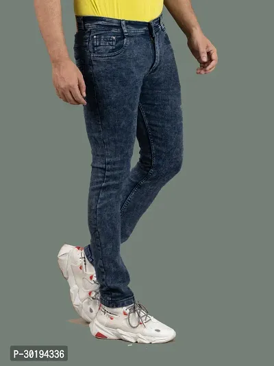 Stylish Blue Denim Faded Mid-Rise Jeans For Men-thumb2