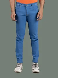 Stylish Blue Denim Solid Mid-Rise Jeans For Men-thumb3