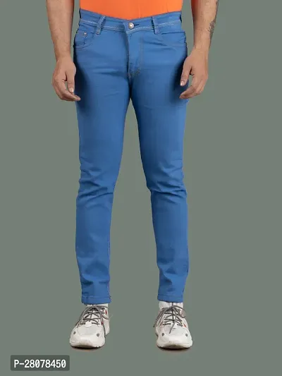 Stylish Blue Denim Solid Mid-Rise Jeans For Men-thumb4