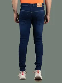 Stylish Blue Denim Solid Mid-Rise Jeans For Men-thumb1