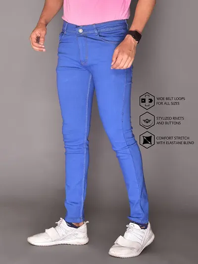 Stylish Fancy Cotton Solid Regular Fit Jeans For Men