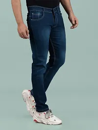 Stylish Blue Denim Faded Mid-Rise Jeans For Men-thumb2