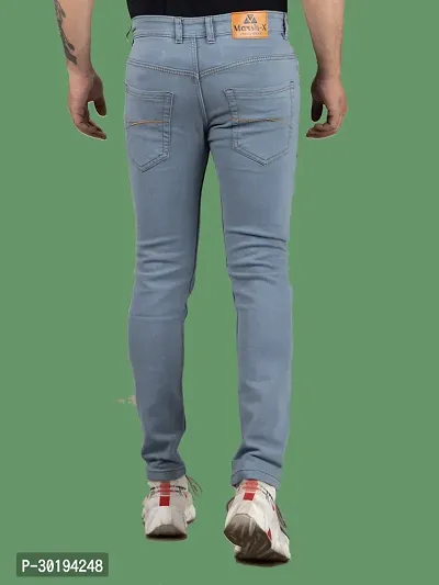 Stylish Blue Denim Solid Mid-Rise Jeans For Men-thumb2