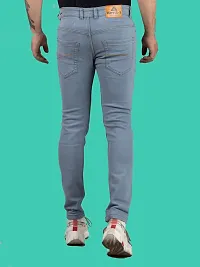 Stylish Grey Denim Solid Mid-Rise Jeans For Men-thumb1