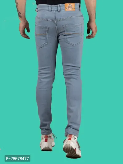 Stylish Grey Denim Solid Mid-Rise Jeans For Men-thumb2