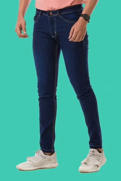 Classic Denim Solid Slim Fit Jeans For Men