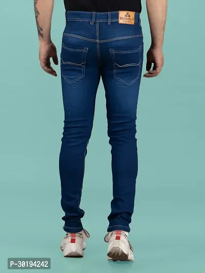 Stylish Blue Denim Faded Mid-Rise Jeans For Men-thumb2