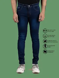 Stylish Blue Denim Faded Mid-Rise Jeans For Men-thumb3