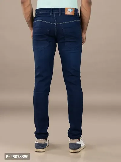 Stylish Blue Denim Solid Mid-Rise Jeans For Men-thumb2