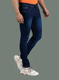 Stylish Blue Denim Solid Mid-Rise Jeans For Men-thumb2