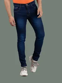 Stylish Blue Denim Solid Mid-Rise Jeans For Men-thumb3