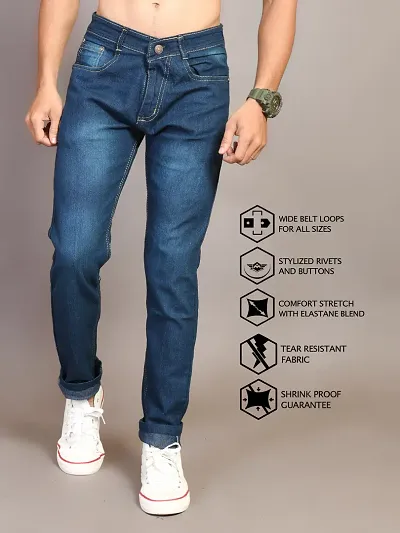 Stylish Denim Solid Mid-Rise Jeans For Men