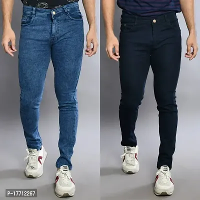 Comfortable Blue Denim Mid-Rise Jeans For Men Pack Of 2-thumb0