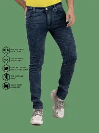 Stylish Blue Denim Faded Mid-Rise Jeans For Men-thumb2