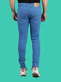 Stylish Blue Denim Solid Mid-Rise Jeans For Men-thumb1