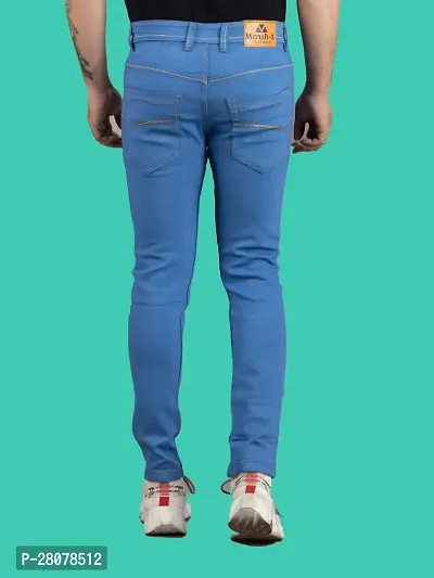 Stylish Blue Denim Solid Mid-Rise Jeans For Men-thumb2