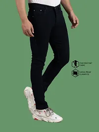 Stylish Black Denim Solid Mid-Rise Jeans For Men-thumb2