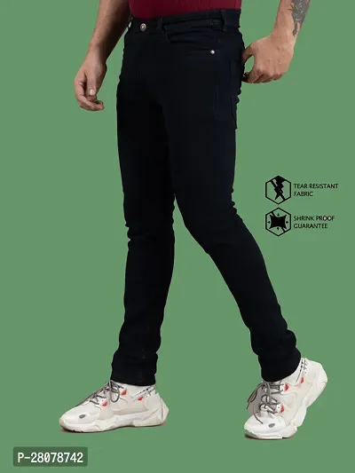 Stylish Black Denim Solid Mid-Rise Jeans For Men-thumb4