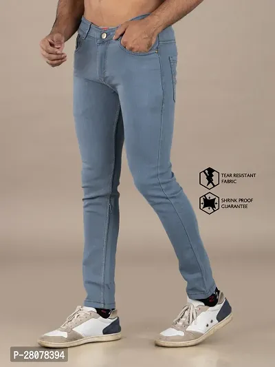 Stylish Grey Denim Solid Mid-Rise Jeans For Men-thumb4