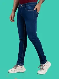 Stylish Blue Denim Solid Mid-Rise Jeans For Men-thumb3