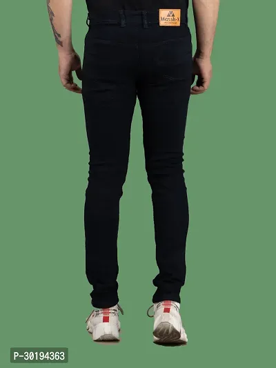 Stylish Black Denim Solid Mid-Rise Jeans For Men-thumb2